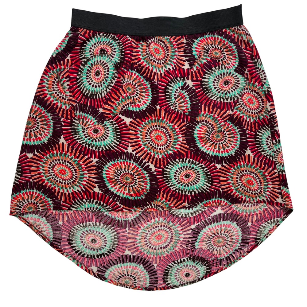 American Rag Cie Womens Small Multi Color Geometric Sunburst High Low Skirt Boho
